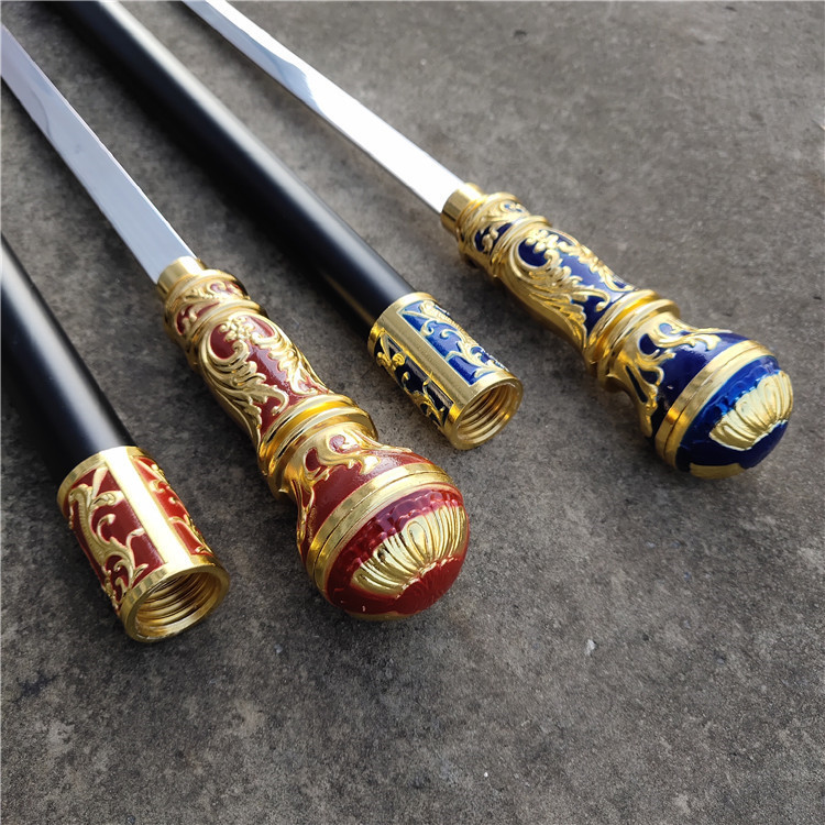 Song brand sword stainless steel round head cane sword cane sword self-defense sword climbing sword short sword unbladed wholesale