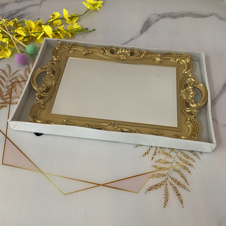 American pink blue brush gold plastic PVC mirror fruit tray foreign trade procurement export wish Amazon high-grade PP