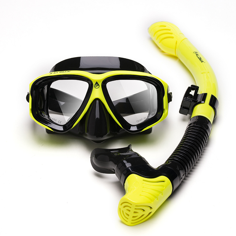 Tempered Glass Silicone Diving Mask Snorkel Set Equipment Myopia Swimming Goggles Snorkeling Aloma Anti-Choking