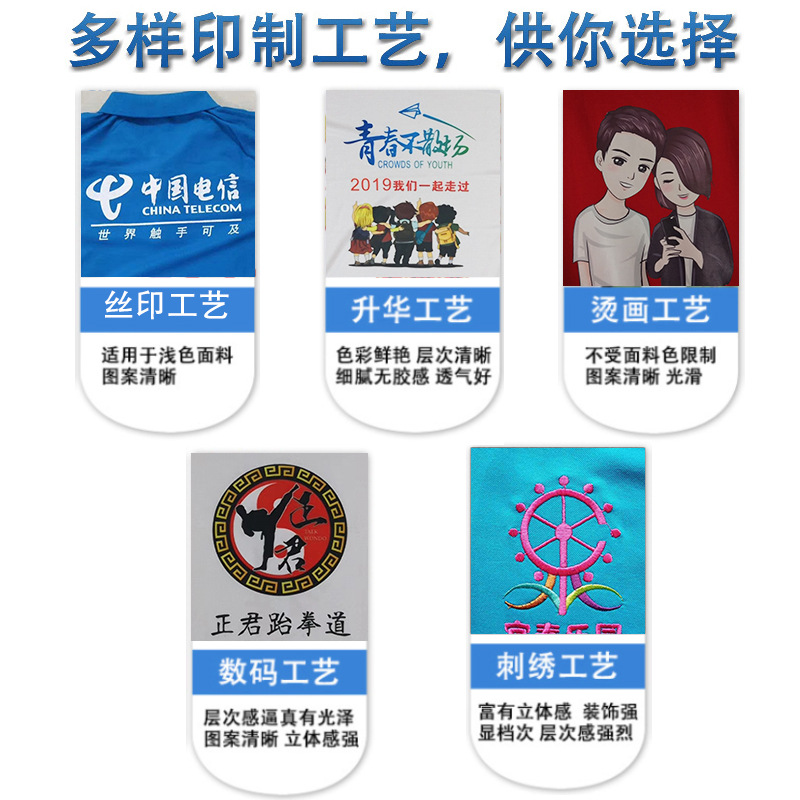 Work Clothes Polo Shirt Printed with Logo Enterprise Company Lapel T-Shirt Class Uniform DIY Advertising Short Sleeves