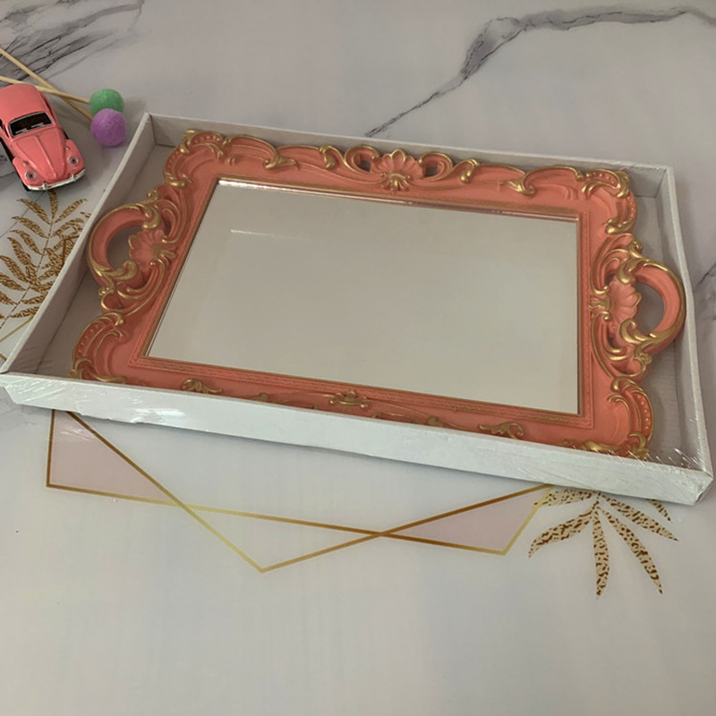 American pink blue brush gold plastic PVC mirror fruit tray foreign trade procurement export wish Amazon high-grade PP