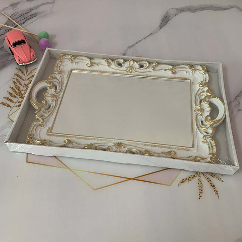 American pink blue brush gold plastic PVC mirror fruit tray foreign trade procurement export wish Amazon high-grade PP