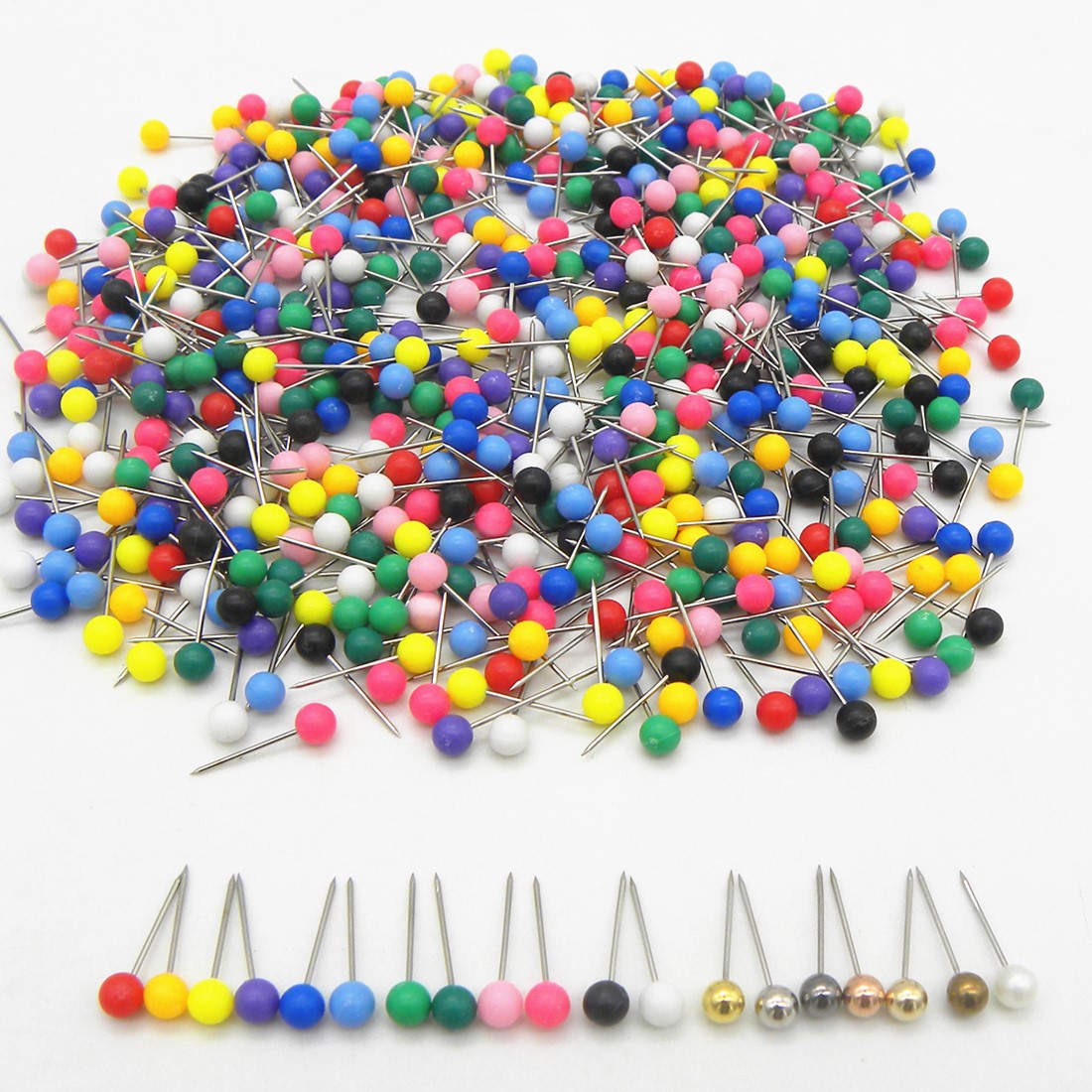 Factory color plastic stainless steel pin stationery office fishing gear cork board fixed accessories ball map pin