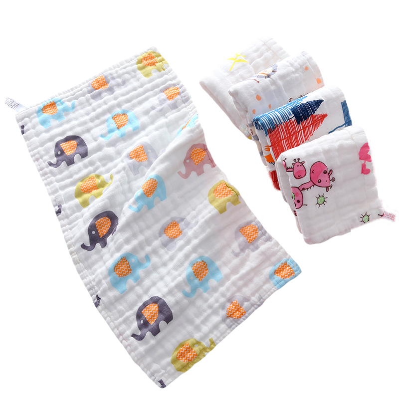 25*50 Pure Cotton Six-Layer Gauze Children's Towel Printed Towel for Kids and Babies Face Washing Daily Use Wholesale Super Soft