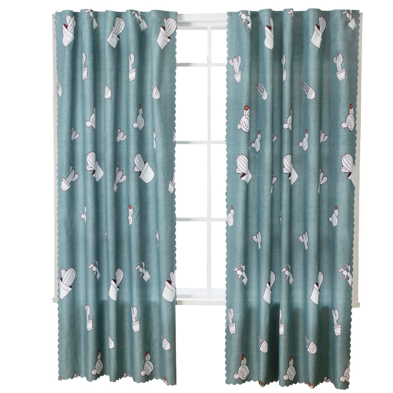 New Punch-Free Living Room Semi-Blackout Curtains, Simple and Light-Proof, Cute, Fresh and Pastoral Style Room Curtains