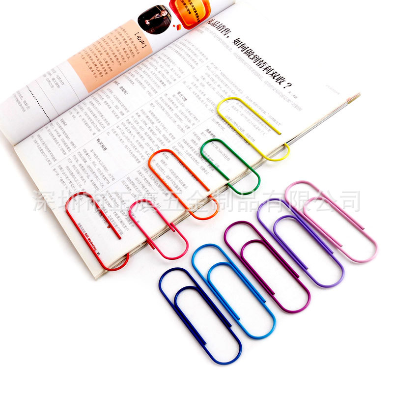 100mm large plastic-coated color bookmark paper clip paper clip paper clip universal clip paper clip cross-border in stock 17 colors