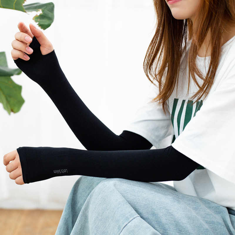 Summer Popular Solid Color Ice Sleeves for Men and Women Sun Protection Cycling Outdoor Anti-Uv Arm Guards Mosquito Repellent Ice Silk Sleeves Wholesale