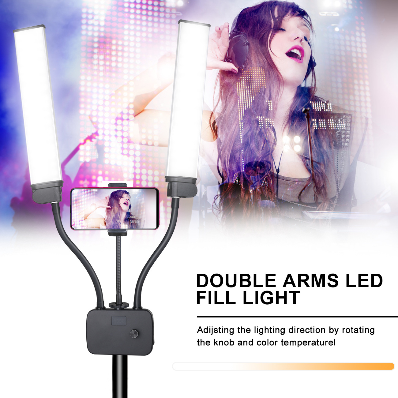 LED Double Arm Photography Selfie Douyin Jewelry Eyebrow Tattoo Beauty Lamp Anchor Special Beauty Rejuvenation Popular Fill Light