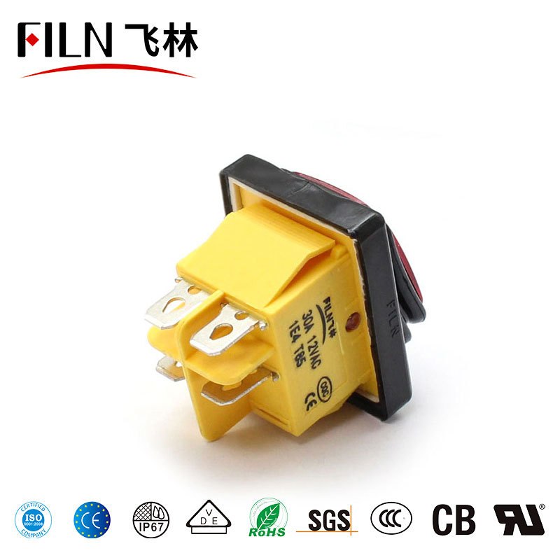 Waterproof and Dustproof Ship-Shaped Switch with Light Cleaning Machine Disinfection Cabinet Freezer Car Washing Machine Humidifier Power Switch