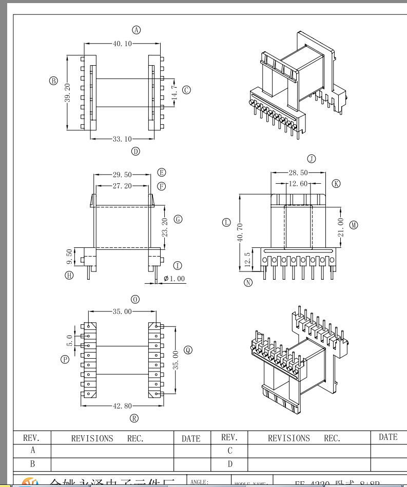 Supply Bakelite Transformer Skeleton Ee42 Ee4220 Horizontal 8+8P Free Samples