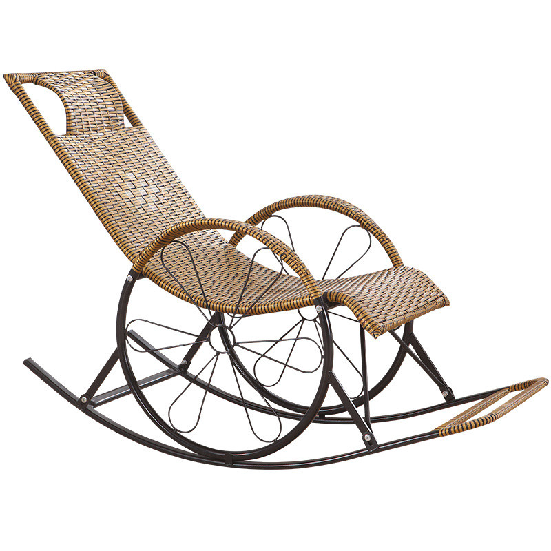 Autumn and Winter rattan rocking chair with cushion lunch break lazy leisure rattan recliner home elderly nap leisure rattan chair