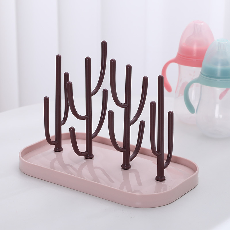 Baby Cactus Bottle Drying Rack Multifunctional Baby Bottle Water Cup Drying Rack Removable Bottle Rack