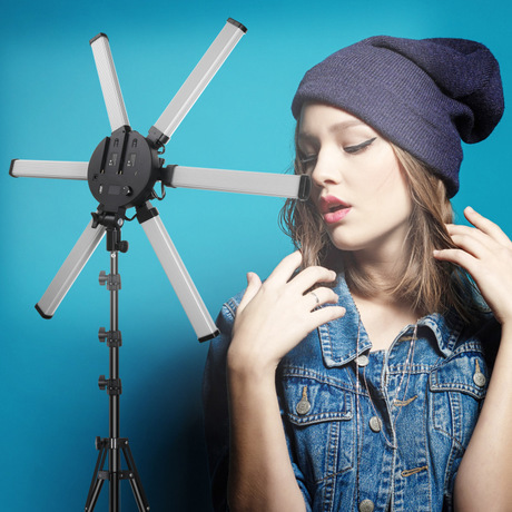 26inch Small Six-tube Light Outdoor LED Portable Lithium Battery Outdoor Shooting Light Shadowless Eye Photography Beauty Live Broadcast Photography Light