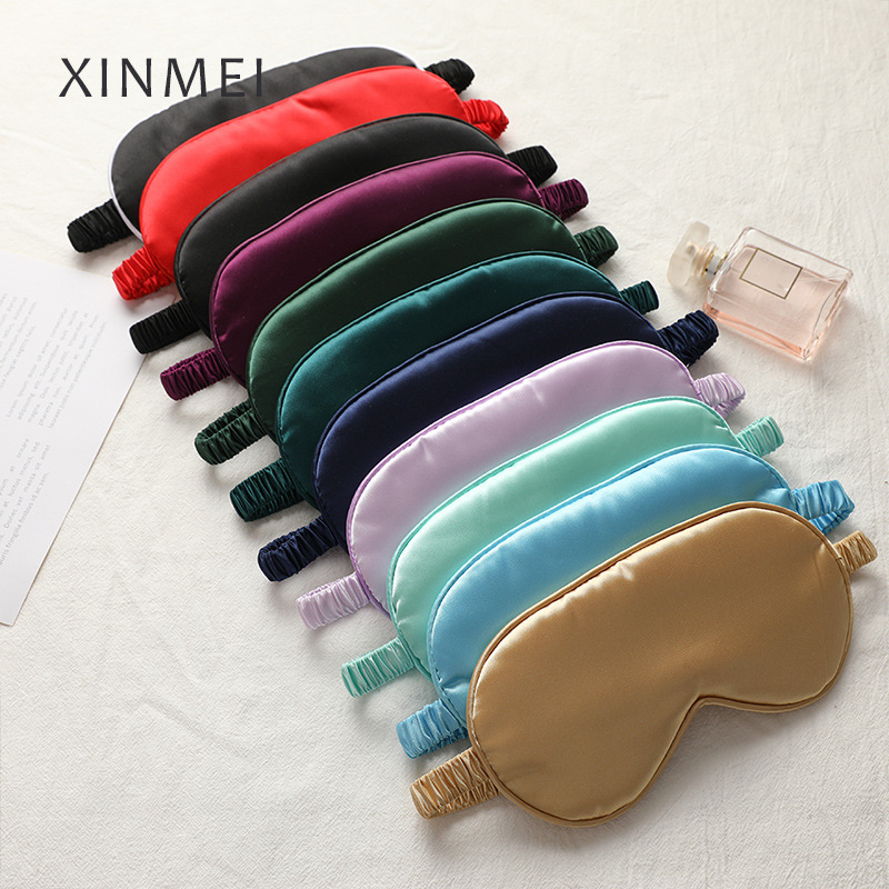 New double-sided artificial silk eye mask sleep elastic travel lunch break eye mask printed aviation eye mask wholesale