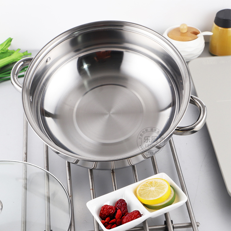 Thickened Stainless Steel Pot Two-Layer Soup Steamer 28cm Induction Cooker Pot Steaming Hot Pot Home Steaming Soup Pot Gift Pot