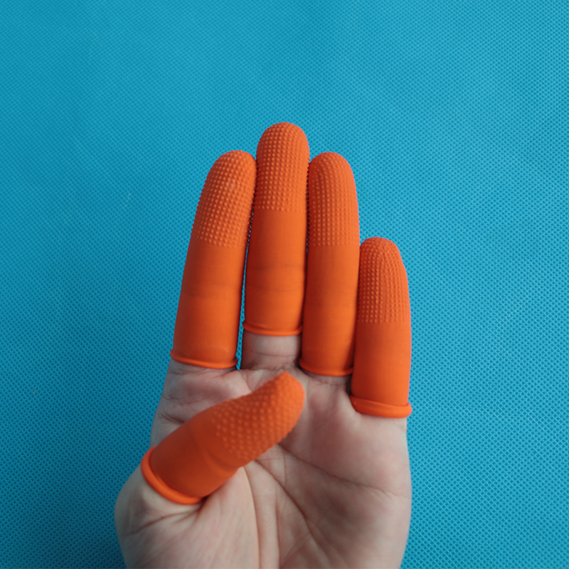 Xinli Dayuan Factory Wholesale Disposable Non-slip Latex Finger Cover Orange Pock Rubber Dust-free and Powder-free Finger Cover