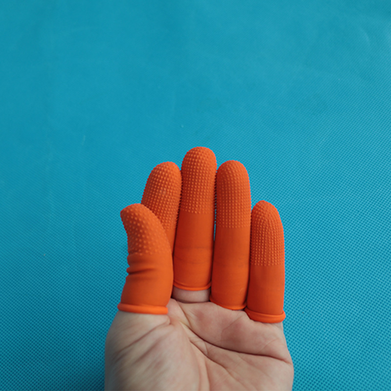 Xinli Dayuan Factory Wholesale Disposable Non-slip Latex Finger Cover Orange Pock Rubber Dust-free and Powder-free Finger Cover