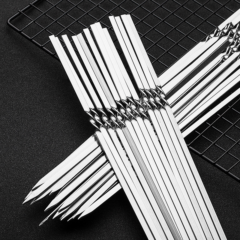 304 Stainless Steel Round Skewers Barbecue Skewers Barbecue Skewers Mutton Skewers Round Skewers Pliers Household Barbecue Needle Skewers