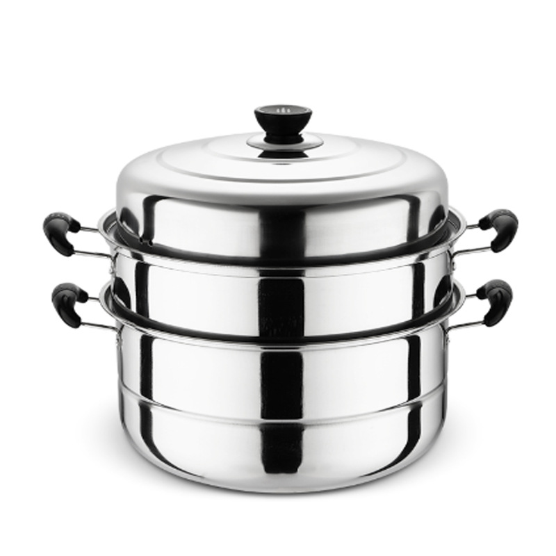 Factory thickened stainless steel steamer soup pot double layer two layer soup steamer three layer single grate double grate steamer gift
