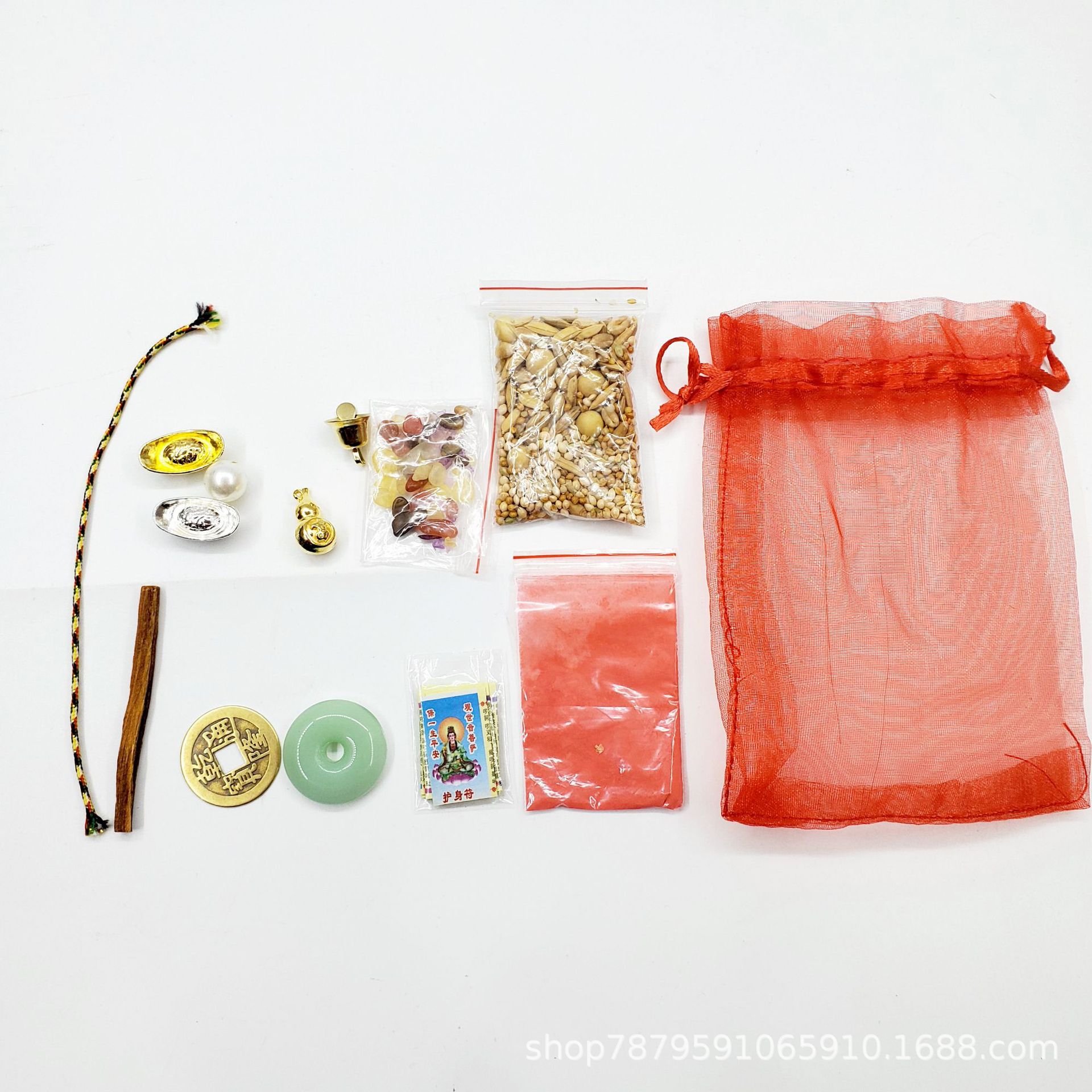 Набор для хранения статуй Бога и Будды, семь драгоценных камней, пять злаков, золотые и серебряные слитки, украшения удачи