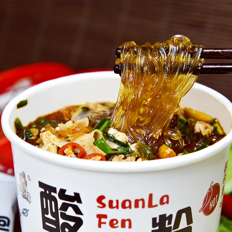 Hot and sour powder barrel Chongqing authentic instant noodles instant noodles whole box instant sweet potato vermicelli wide flour rice noodles wholesale generation