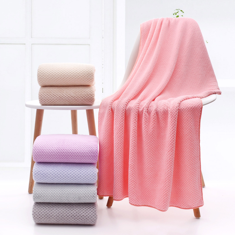 Pineapple coral fleece bath towel men's and women's bath towel factory wholesale wrap towel absorbent not easy to lose hair plain large square towel