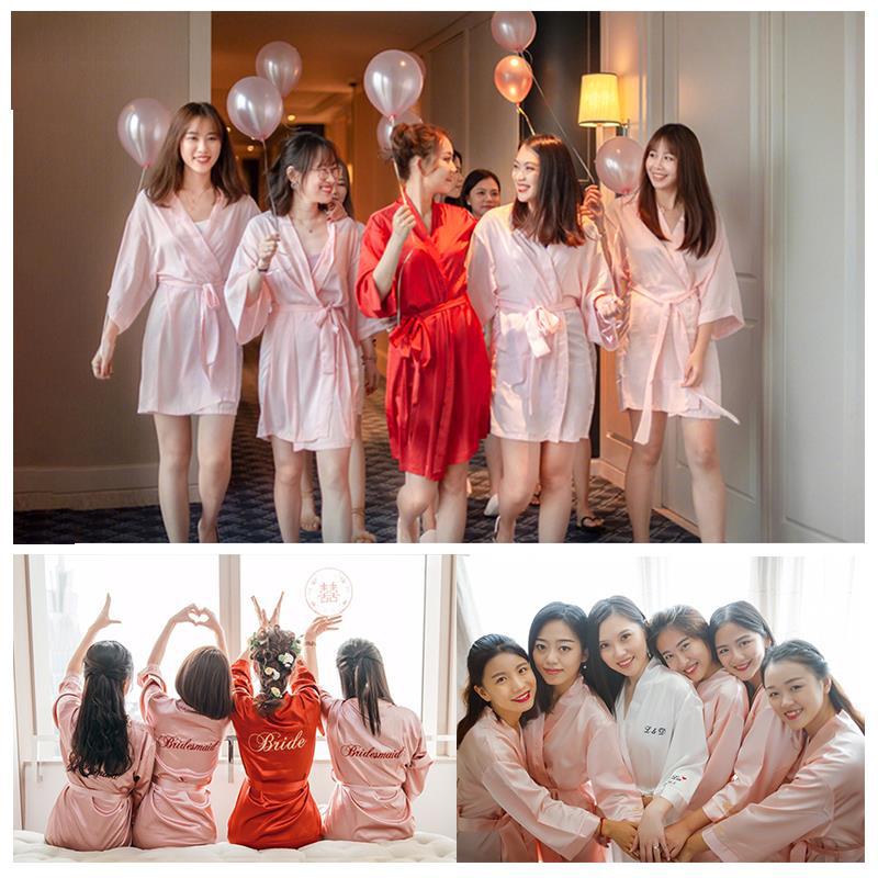 Bride and Bridesmaid Group Dressing Gown Wedding Bestie Lying on the Year of Birth Embroidered Pajamas Sexy Nightgown Nightgown for Women Summer