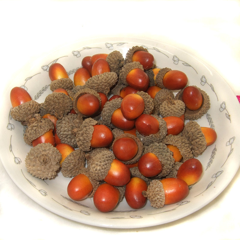 2.0 High Artificial Small Acorn Fake Chestnut Acorn Pine Cone Real Shell Hazelnut Ornament Christmas Decoration in Stock