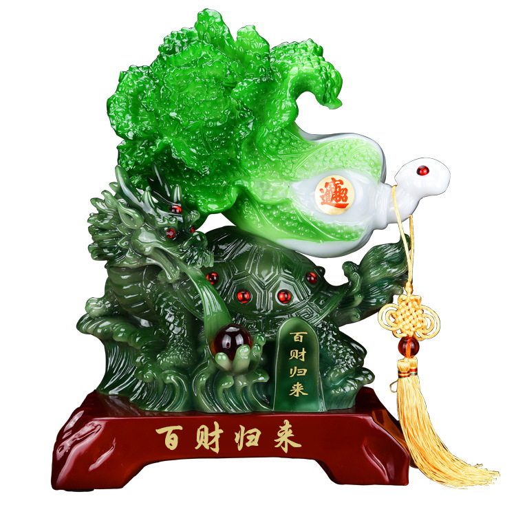 Baicai Return Jade Cabbage Dragon Turtle Decoration Creative Home Living Room Entrance Decoration Office Opening Housewarming Crafts