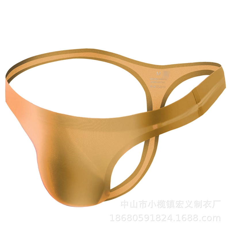 Male bear men's seamless ice silk thong pants breathable one-piece low waist youth