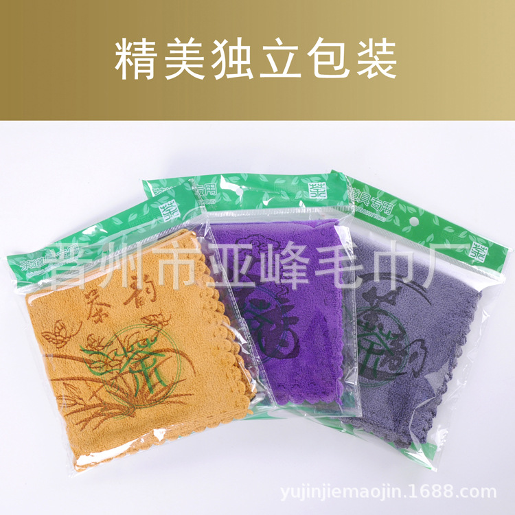 Wholesale Tea Towel Household Retro Thickeneded Tea Mat Printed Tea Cloth Microfiber Absorbent Tea Towel Printed Logo