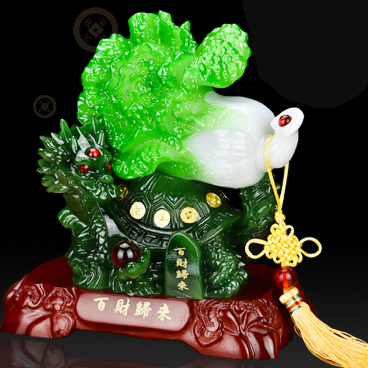 Baicai Return Jade Cabbage Dragon Turtle Decoration Creative Home Living Room Entrance Decoration Office Opening Housewarming Crafts