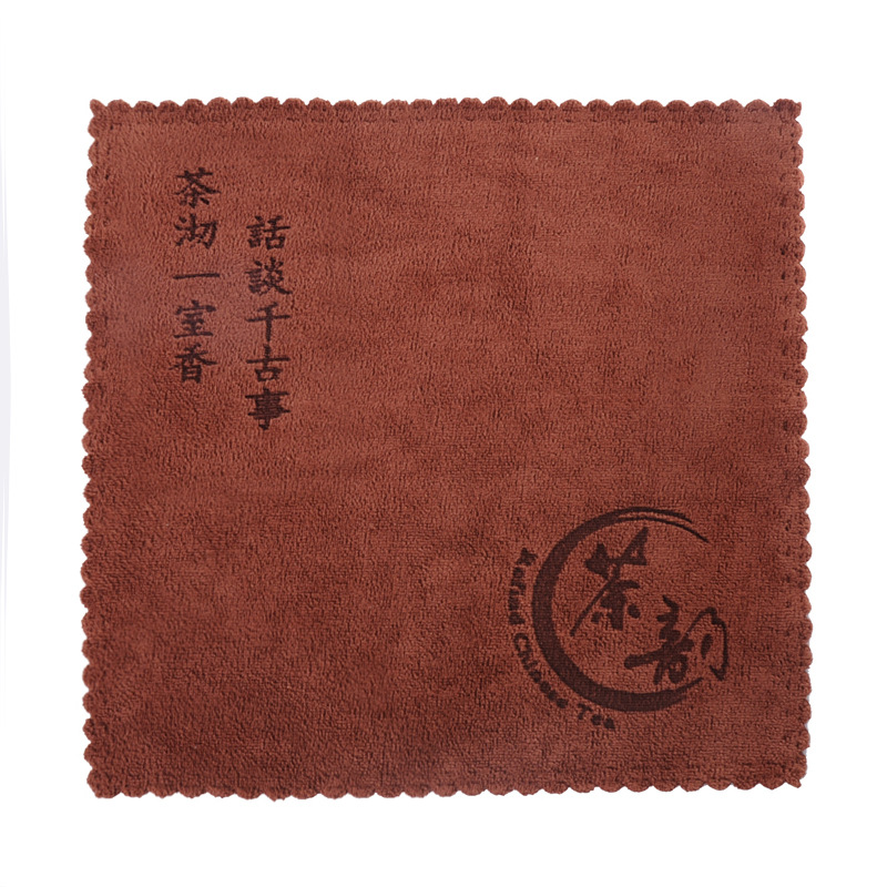 Wholesale Tea Towel Household Retro Thickeneded Tea Mat Printed Tea Cloth Microfiber Absorbent Tea Towel Printed Logo