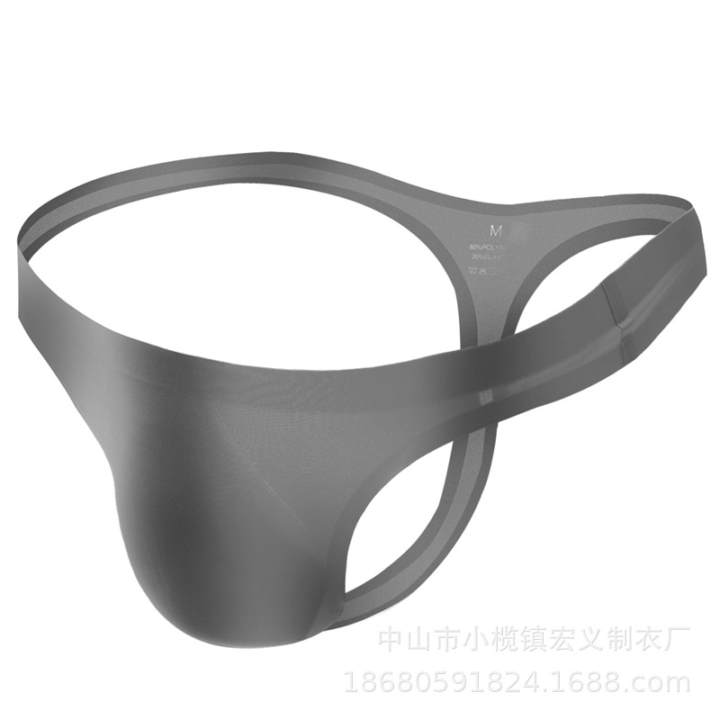 Male bear men's seamless ice silk thong pants breathable one-piece low waist youth