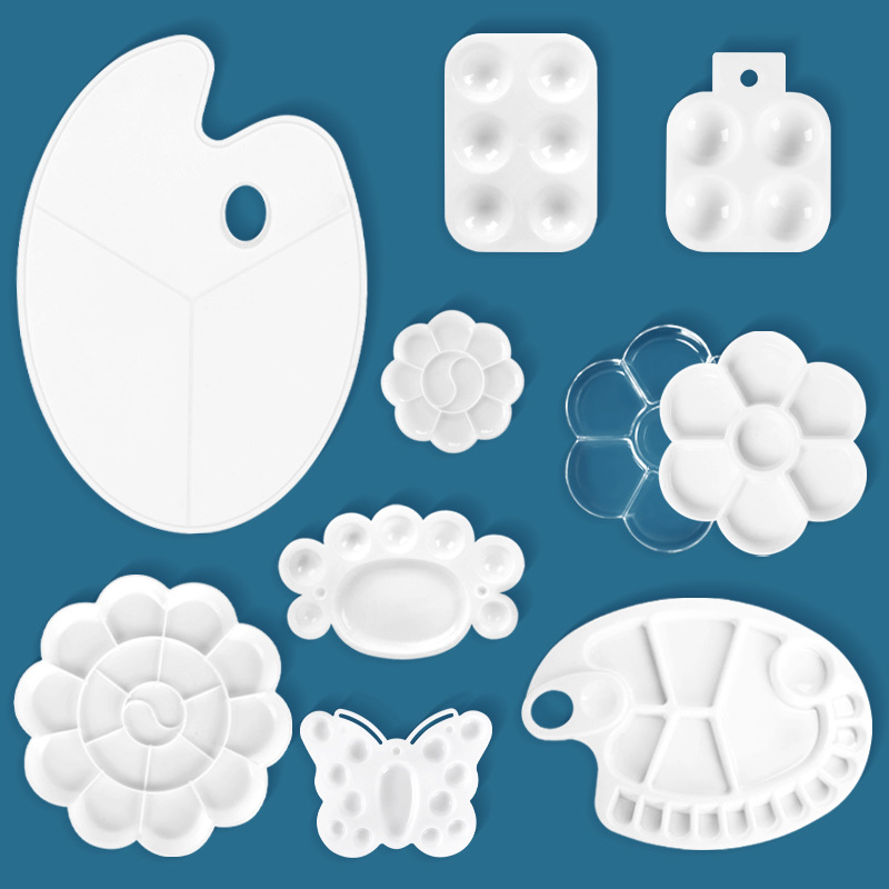 Пластиковая палитра в форме сливы Ручная акварель гуашь пигментная живопись Изящные искусства палитра тарелка овальная палитра