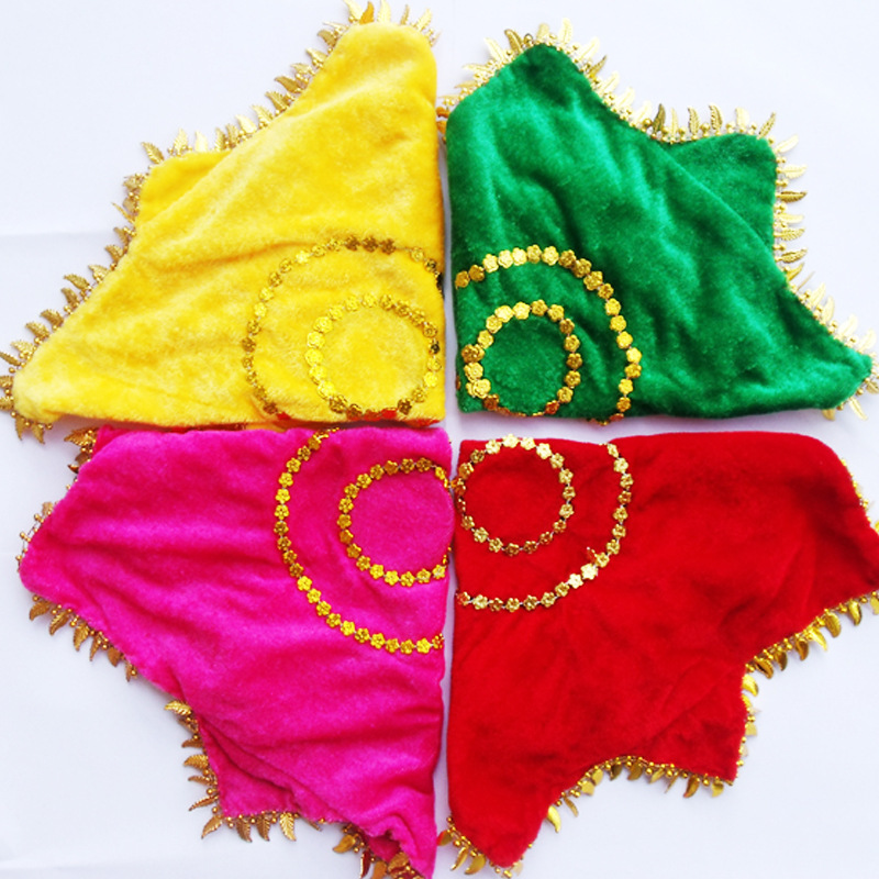 Medium-sized silk flower thin dance handkerchief two-person turn silk flower Yangko red handkerchief octagonal towel factory direct supply
