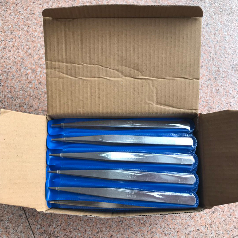 Self-produced stainless steel tweezers straight pointed elbow sewing machine bending tweezers straight tweezers clamp wire clamp factory direct sales