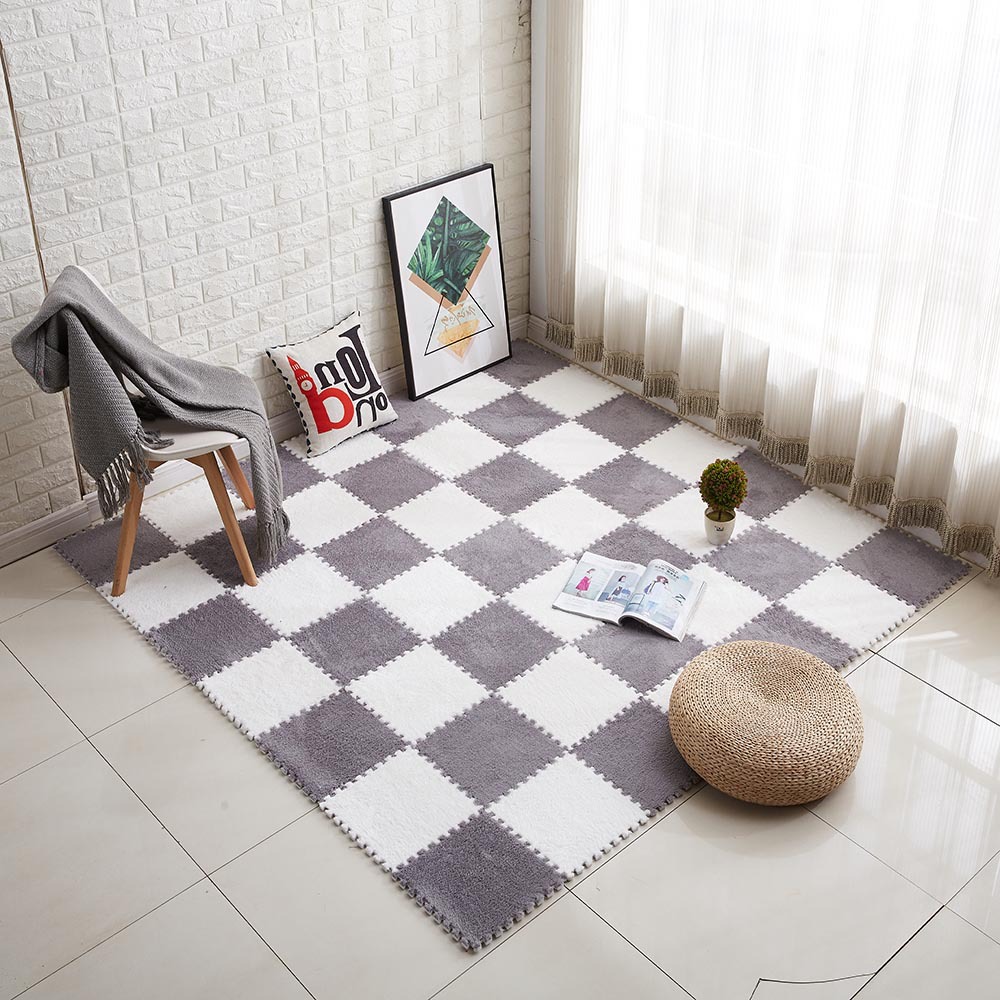 Thin 0.6cm Spliced Carpet Bedroom Full Plush Eva Foam Floor Mat Home Square Puzzle Floor Mat