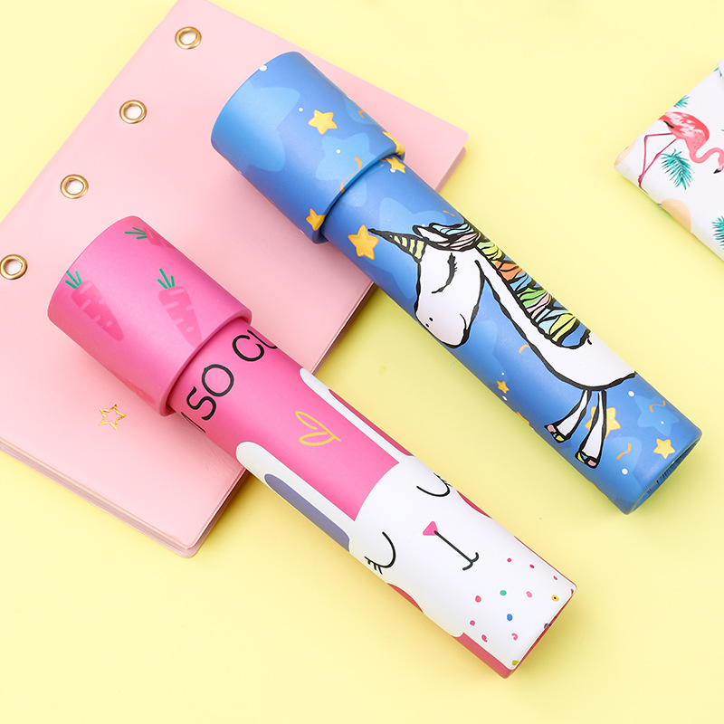 Cross-Border Wholesale Kaleidoscope Large and Small Educational Toys Paper Cartoon Kaleidoscope Matt Mirror Street Stall Supply