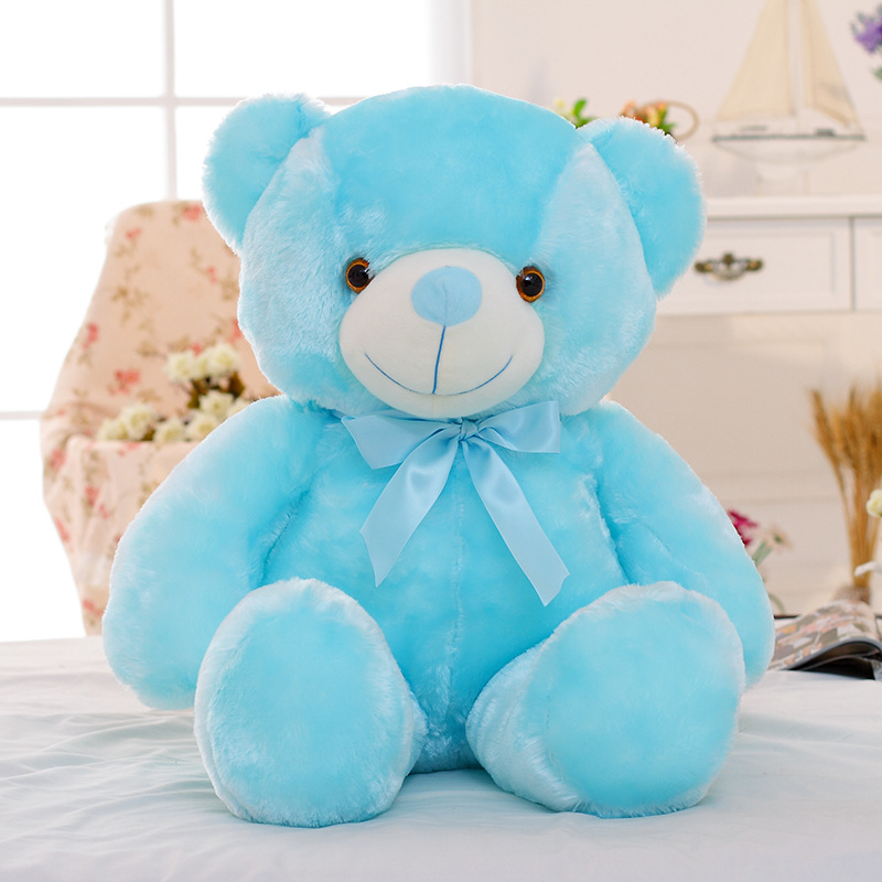 Candy-colored luminous bear big hug bear plush toy teddy bear children's rag doll birthday Christmas gift generation hair