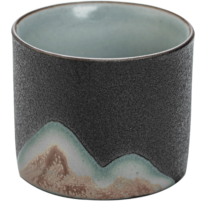 Yuanshan Black Pottery Tea Cup Ceramic Tea Set Kung Fu Small Tea Cup Zen Single Cup Personal Cup Retro Master Cup Tea Cup