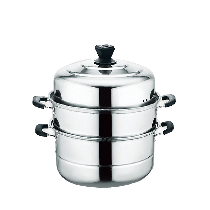 Stainless Steel Three-layer Steamer Multi-functional Soup Steaming Pot Thickened Double-layer Soup Steaming Pot with Large Capacity