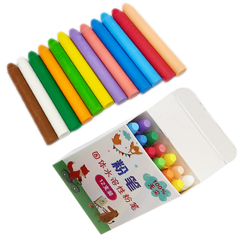 Factory wholesale solid color dust-free water-soluble chalk 12 children graffiti teachers blackboard newspaper chalk