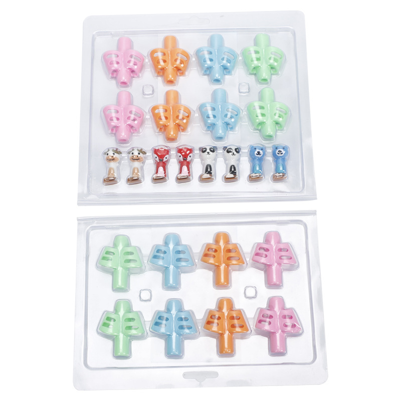 Cross-Border Primary School Student Stationery Pen Holder Kidsren's Practice Writing Posture Corrector Soft Rubber Pencil Pen Set Factory Sales