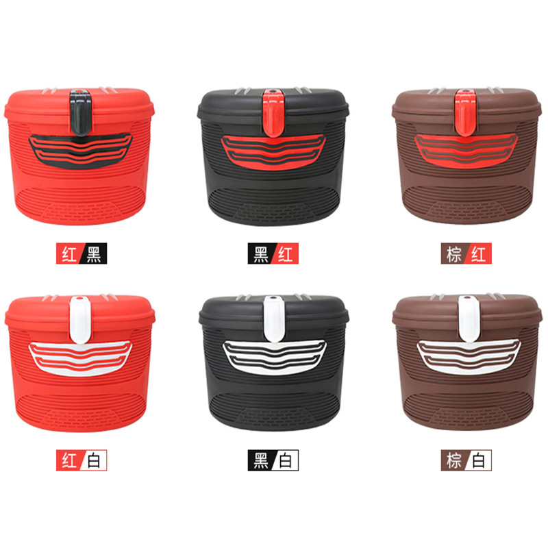 Electric car bicycle basket mountain bike plastic basket special storage with lock basket lock helmet safety basket