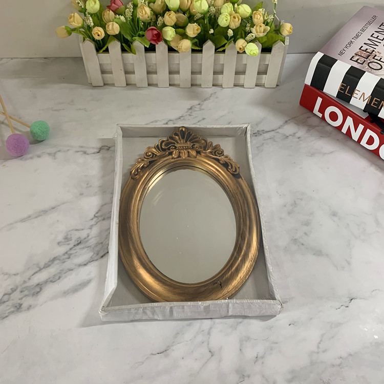 Bronze retro table mirror decorative mirror cosmetic mirror plastic PP cross-border Amazon Middle East foreign trade