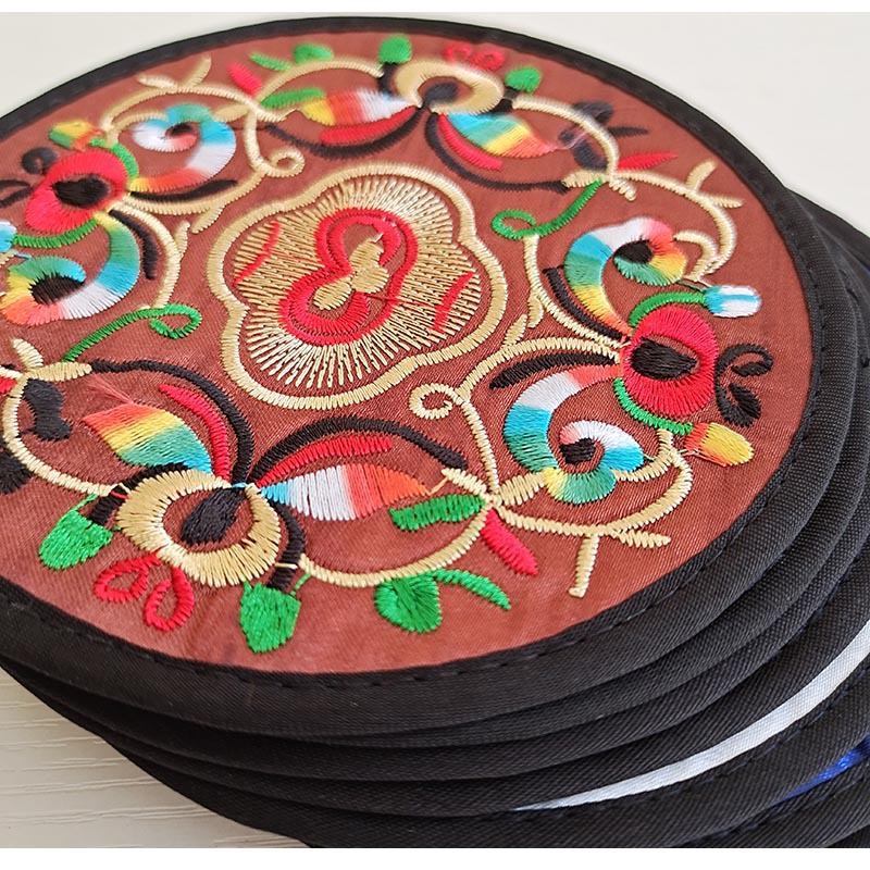 Manufacturer Wholesale Sale Chinese Style Embroidered Round Coasters Embroidery Crafts Overseas Gifts Tea Coasters Bowl Mats Insulation Pads