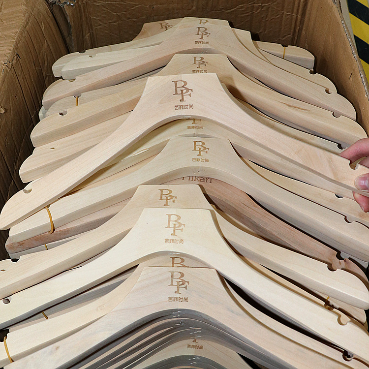 Clothing store special clothes hanger wooden solid wood non-slip men's and women's clothing store clothes hanging support wooden trouser clip lettering wholesale