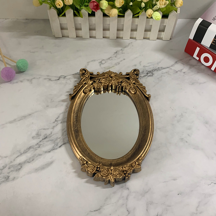 Bronze retro table mirror decorative mirror cosmetic mirror plastic PP cross-border Amazon Middle East foreign trade