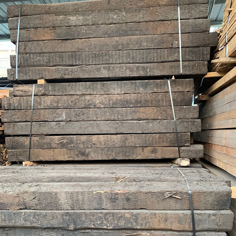 Old Pillow Wood for Mining, Iron Rail, Railway, Old Pillow Wood, Train Track Paving Special Pillow Wood, Anti-Corrosion Oil-Soaked Old Pillow Wood